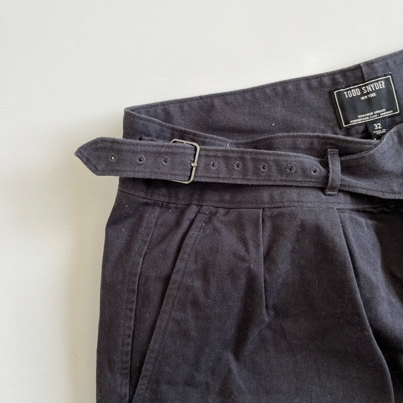 Todd Snyder dark grey Flat-Front Shorts with Belt - Picture 2 of 7